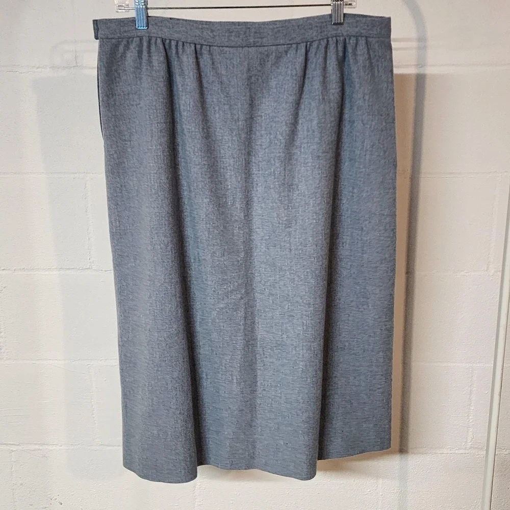 50's‎ Vintage Pendleton Blue Virgin Wool Skirt Midi Elastic Waist Pocket Winter